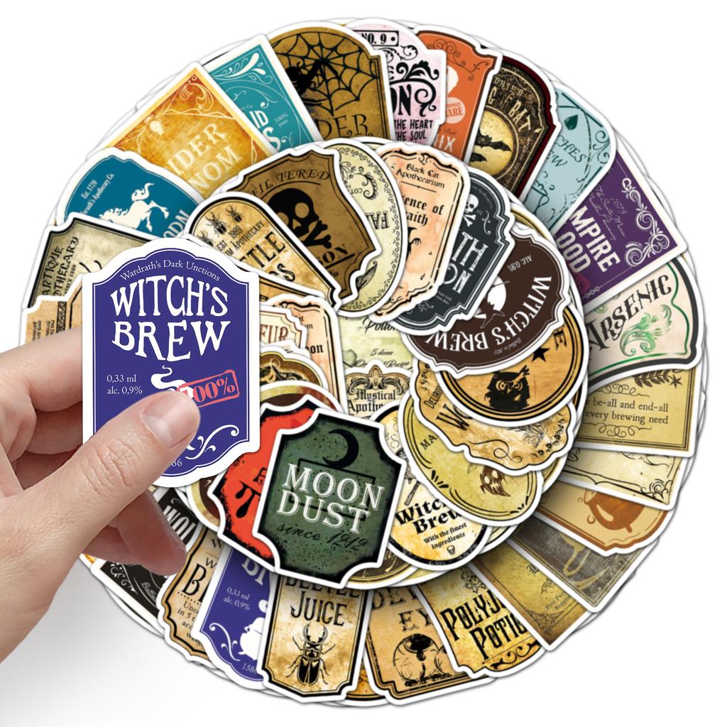 50 Magic Potion Labels Graffiti Personalized Creative Waterproof DIY Water Cup Mobile Phone Case Suitcase Stickers