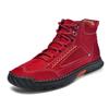 Plus Size Women's Handmade Leather Ankle Boots - Fashionable Stitching, Flat Bottom, Lace-up, Short Casual Shoes