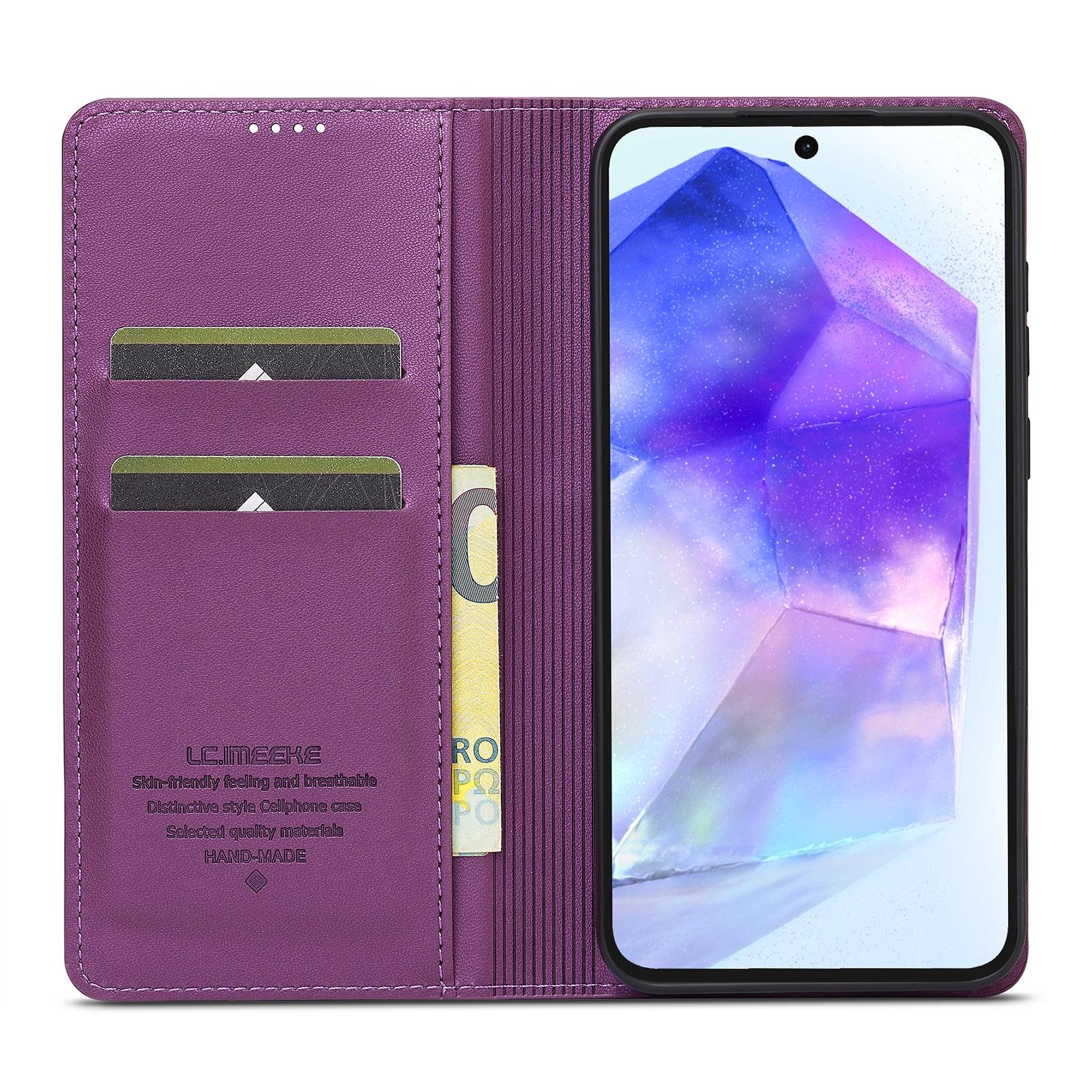 

LC.IMEEKE L1 Series for Samsung Galaxy S24 FE Case PU Leather Wallet Stand Protective Phone Cover Blue
