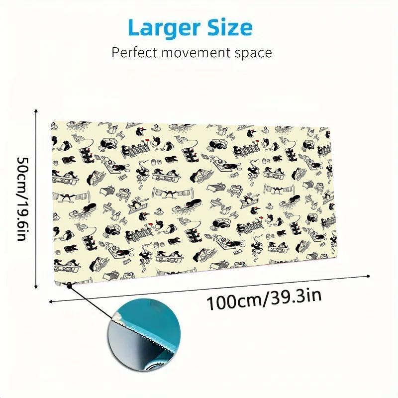 Penguin Adventure Large Size Mouse Pad Large Gaming Table Cushion Nonslip Laptop Tablet Big Mousepad Xxl Mat Mini Pc Playmat With Lock Edge