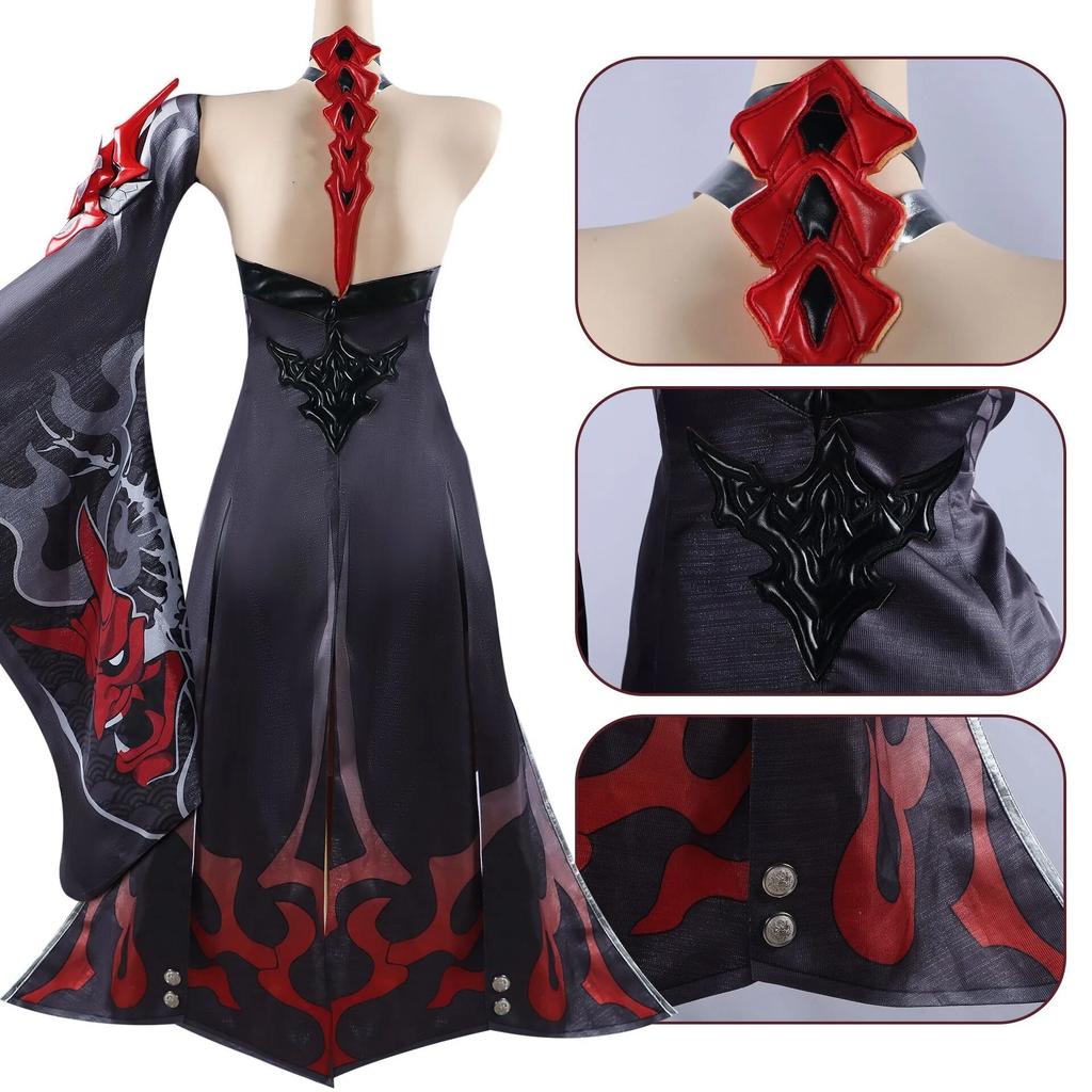 Acheron Cosplay Game Honkai Star Rail Acheron Red Costume Dress Wig Shoes Full Set Women Role Play Carnival Party Clothes