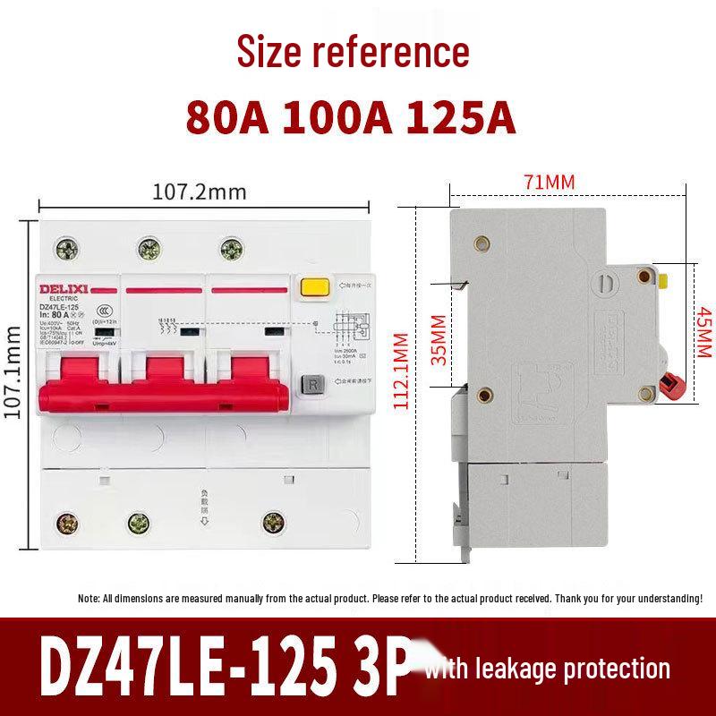 Delixi DZ47SLE 3-Phase Earth Leakage Circuit Breaker with 3P Protection, 380V
