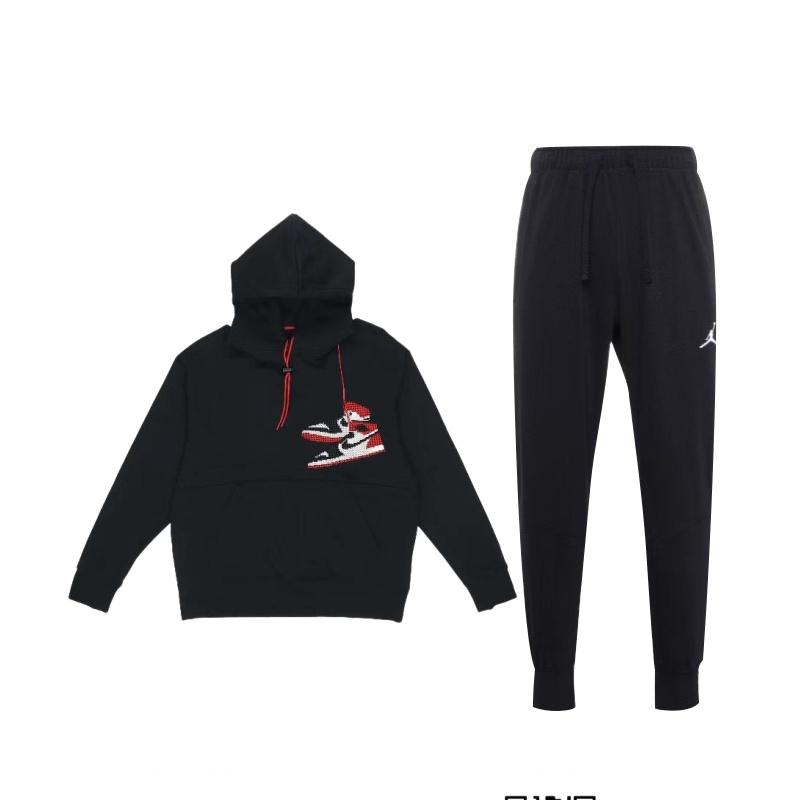

Jordan Jumpman Holiday Hoodie And Jogger Set Men Activewear Black CT3458-010+DQ7333-010 L
