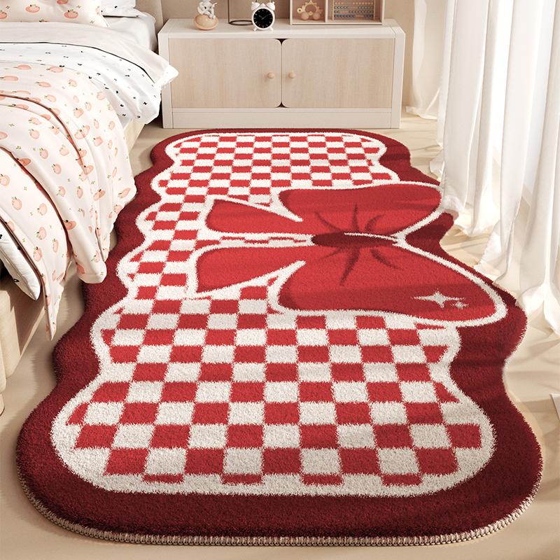 Pink Princess Style Children Room Bedside Carpet Girls Bedroom New Irregular Bow Carpet Special Shape Living Room Large Area Rug