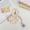 59302 Cute Rabbit Ears Floral Bouquet Mouth Drawstring Storage Bag Outdoor Portable Cosmetics Lipstick Hand Bag