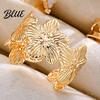 Titanium Steel Statement Rings 6Pcs Open Adjustable Flower Heart Sun