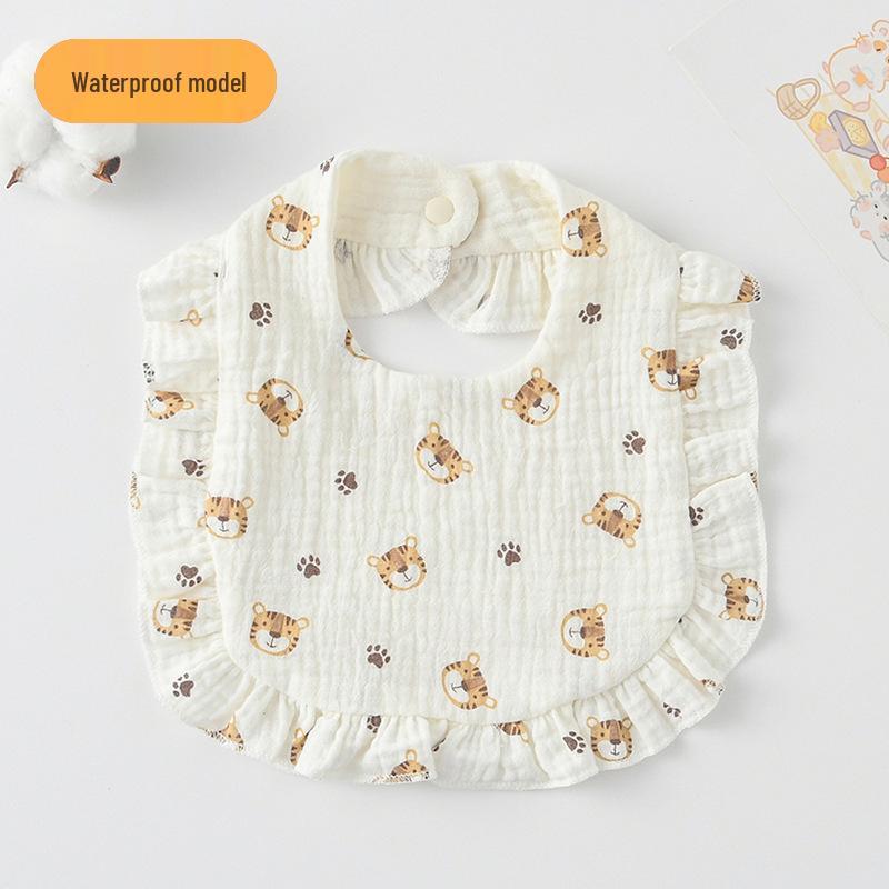 Ruffle Lace Waterproof Cotton Baby Bib (Seven-Layer Gauze)