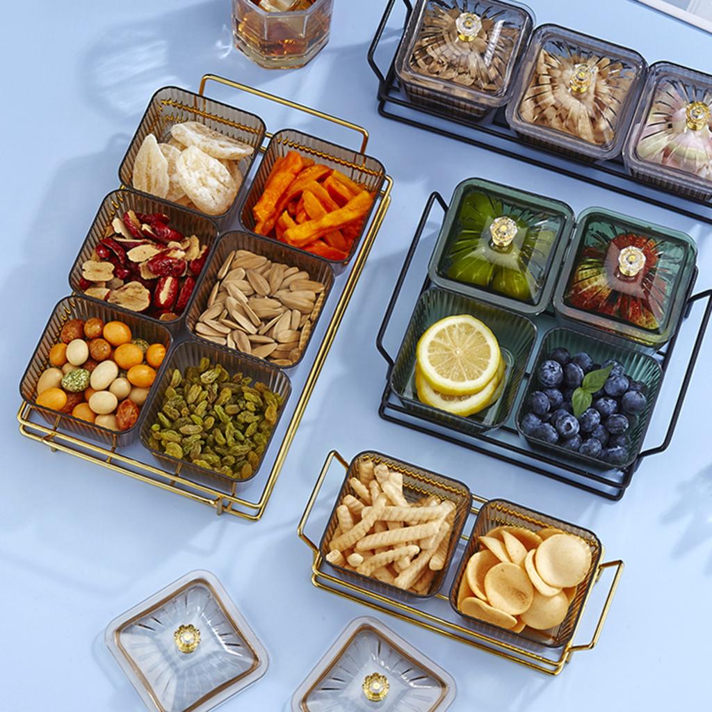 6 Bowls/Set Ried Fruit Salad Nuts Plate Snack Dishes Acrylic Dessert Jar Storage Dish Candies Container for Home Kitchen