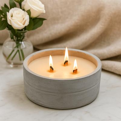 Scented Candle Vanilla Orange Wooden Wick Concrete Jar