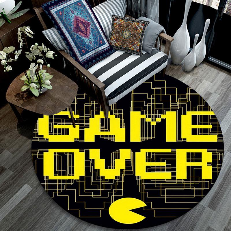 Pac‑Man Pattern Round rug,Carpet Rug for Living Room Bedroom Playroom ,Non-slip Floor Mat,Holiday Gifts and Birthday Gifts.