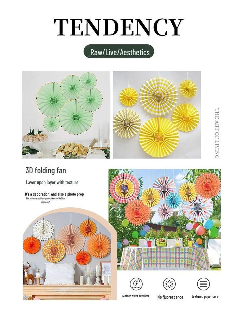 Blue Ocean 3D Folding Fan & Star Pendant Decoration Set for Kids' Birthday Party