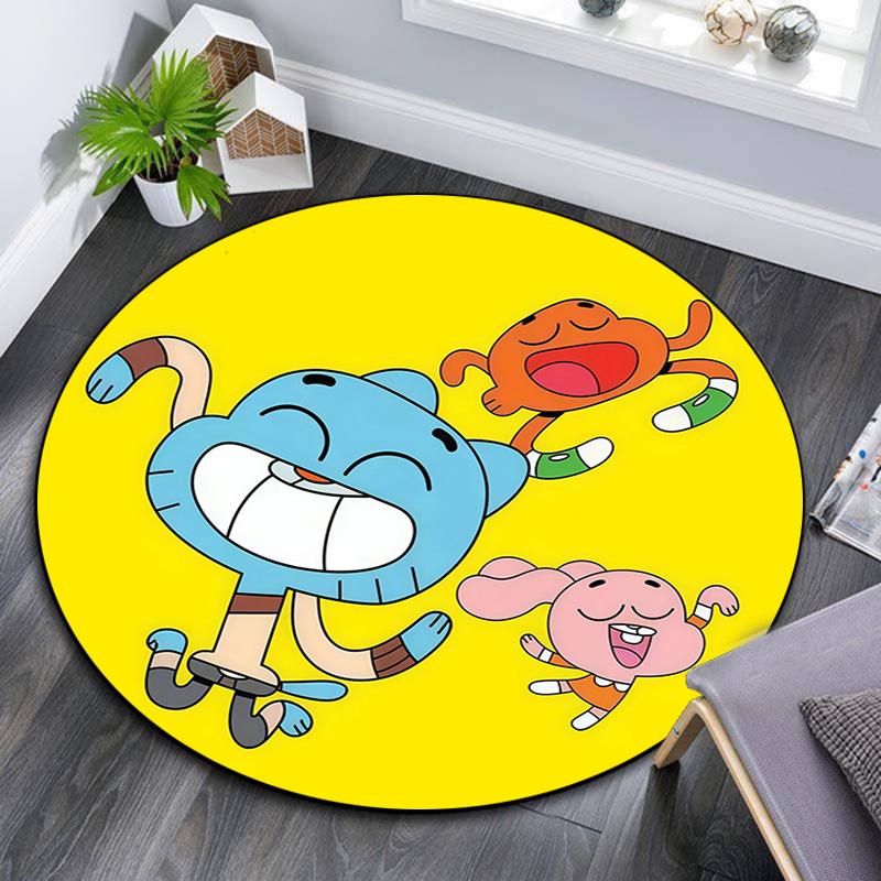 The Amazing World of Gumball2 Round Area Rug,Carpet Rug for Living Room Bedroom Sofa Playroom Decor,Non-slip Floor Mat