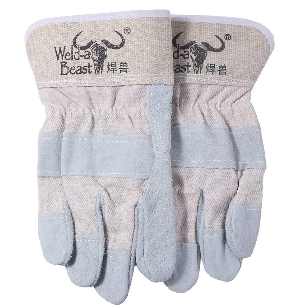 1 Pair Abrasion Resistant Leather Welding Gloves Thickened Labor Protection Cowhide Work Gloves Puncture Resistant