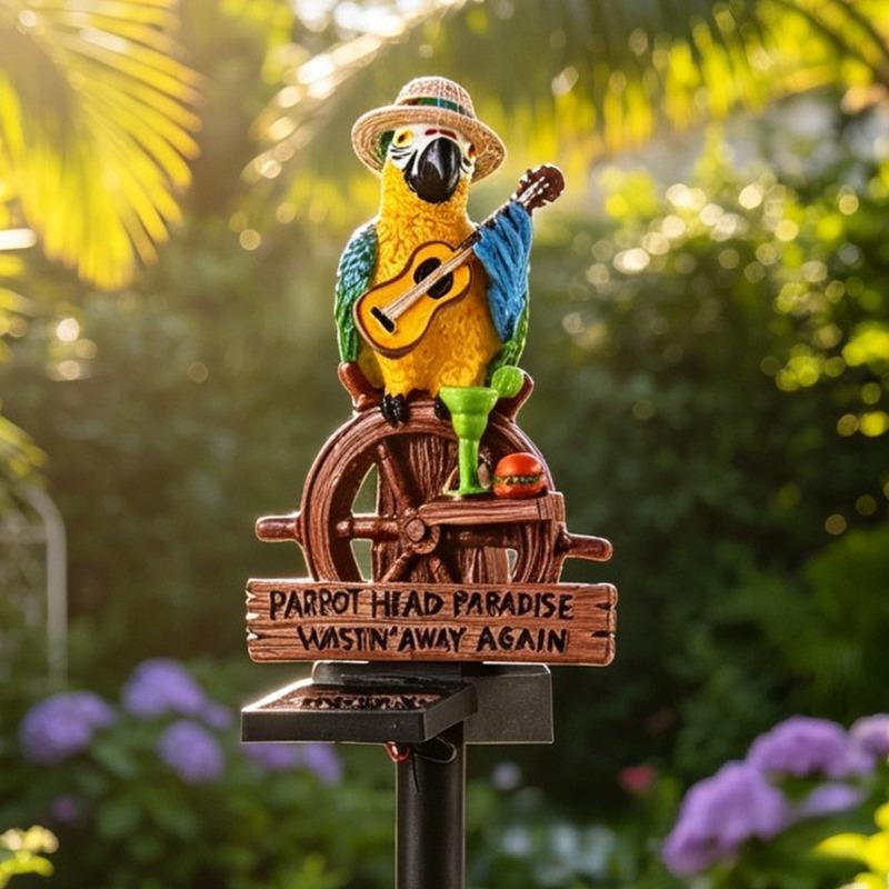 Solar-Powered Outdoor Parrot Stake Light Resin Waterproof Led Parrot Ornament Lamp Decorative for Lawn Backyard Party