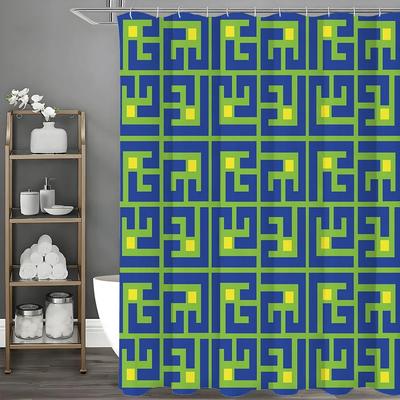 ~O~Creative Geometric Green Shower Curtain, Bathroom Decorative Shower Curtain, Waterproof Shower Curtain with Hooks