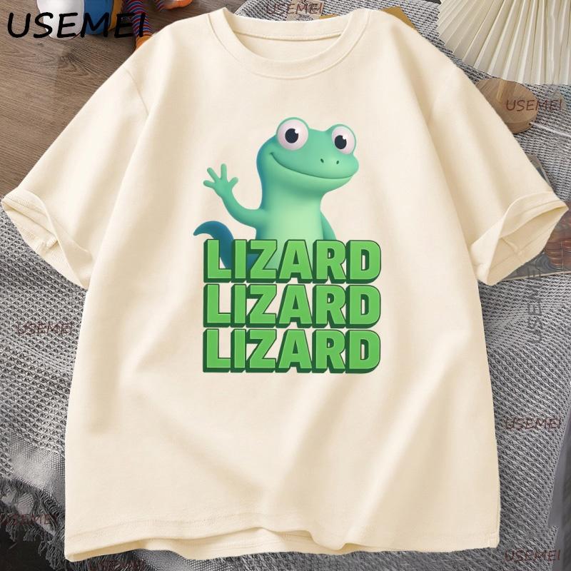 Lizard Lizard Meme TShirt for Unisex Women Funny Weirdcore Y2K Clothes Casual Loose Short Sleeve Cotton T Shirt Round Neck Tops
