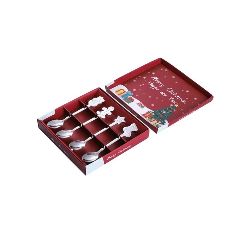 

1 Set Creative Fashion Simple Christmas Small Spoon Gift Set Stainless Steel Spoon Tableware Round Cake Dessert Ice Cream Spoon серебряный