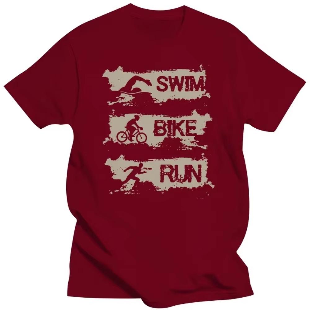 Funny  Swim Bike Run Triathlete T Shirts Graphic Cotton Streetwear Short Sleeve Birthday Gifts Summer Style T-shirt Men