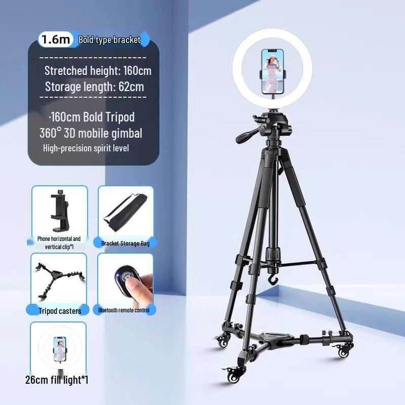 Professional Mobile Phone & DSLR Tripod with Pulley and Universal Ball Head for Live Streaming