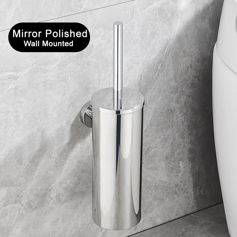 Edelstahl-Toilettenbürsten-Set, gebürstetes Gold, runde Haushalts-WC-Badezimmer-Reinigungsbürste, Reinigungswerkzeug