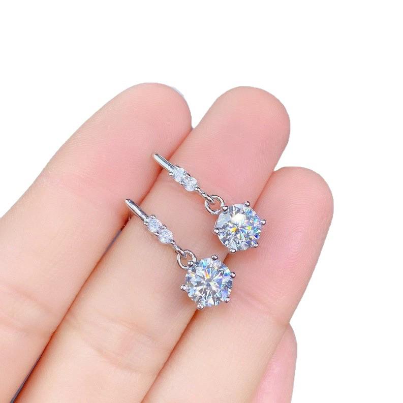 Eight Hearts & Arrows PT950 Simulated Moissanite Diamond Earrings for Women – New Hot-Selling Jewelry