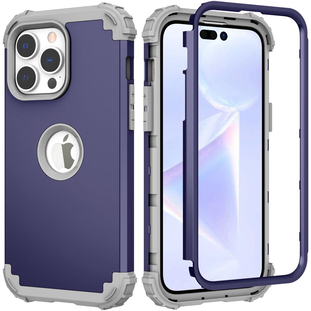 For iPhone 15 Pro PC+Silicone Phone Case 3-in-1 Protective Phone Cover