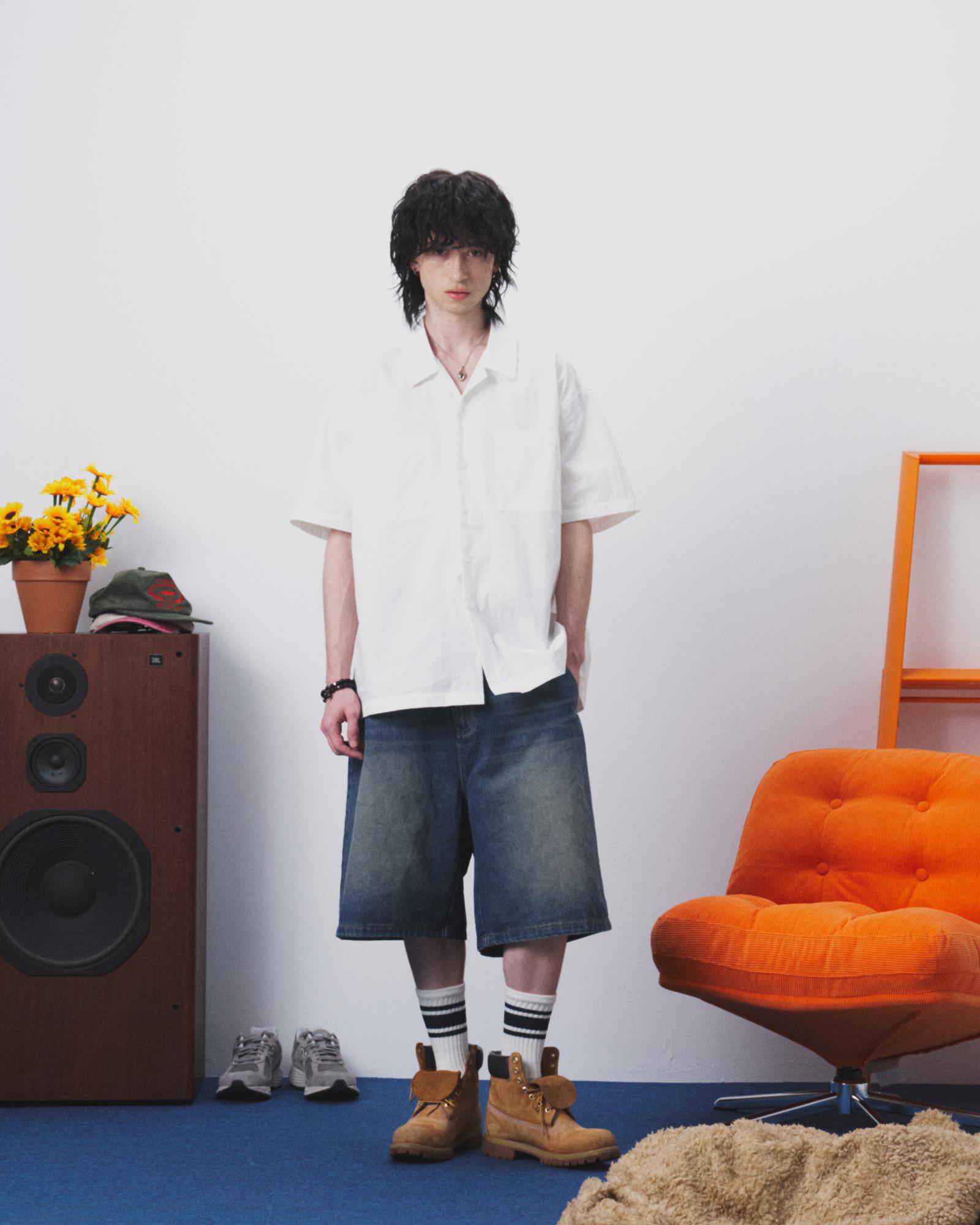 And Again Minimalist Cotton Pocket Shirt (White M