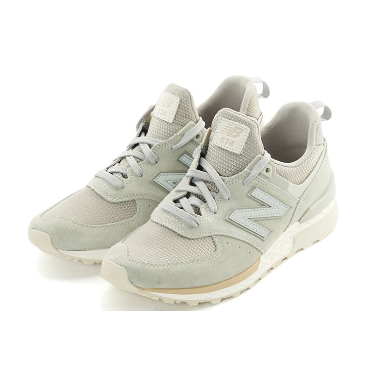 New Balance Nb 574 Sport Fabric Suede Mesh Casual Mid-Top Lifestyle Shoes Unisex Sneaker Gray White MS574FSG