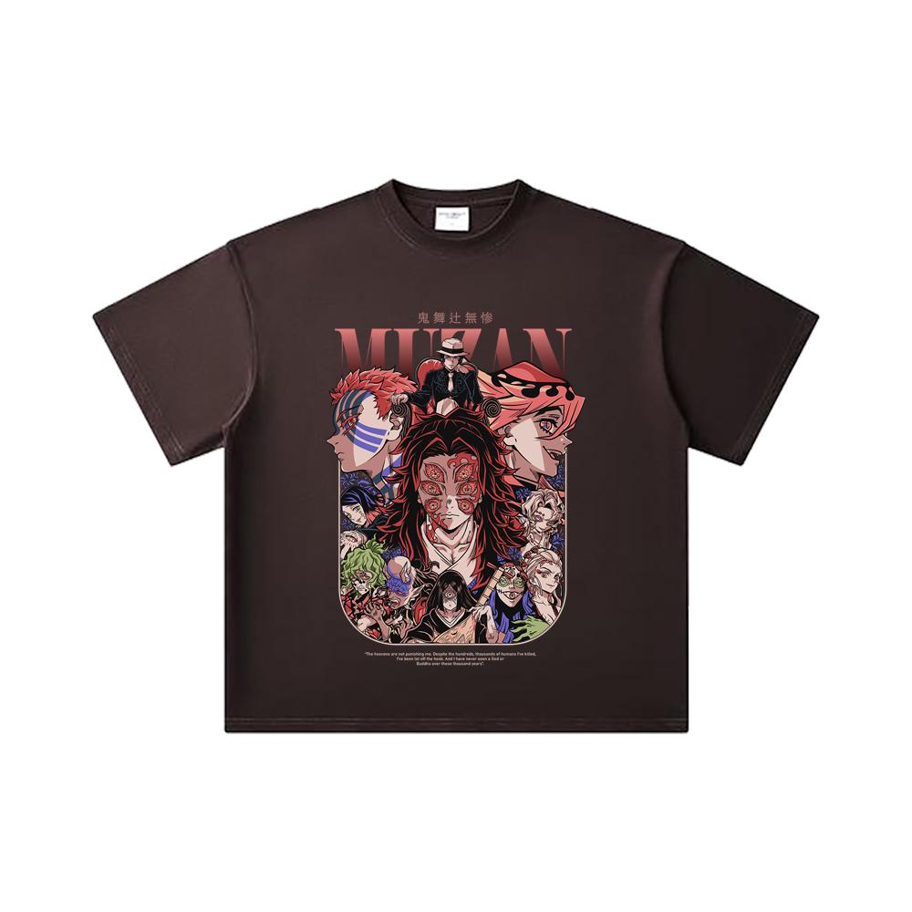 260 GSM Double Yarn 32 Count 100% Cotton Demon Slayer V21 Demons Print Unisex Heavy Cotton T Shirt
