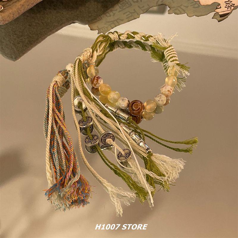 

Новый китайский браслет женский ручной работы тибетский национальный модный стиль браслет мужской горный призрак тратить ретро кисточка ремешок Late Zhoushan