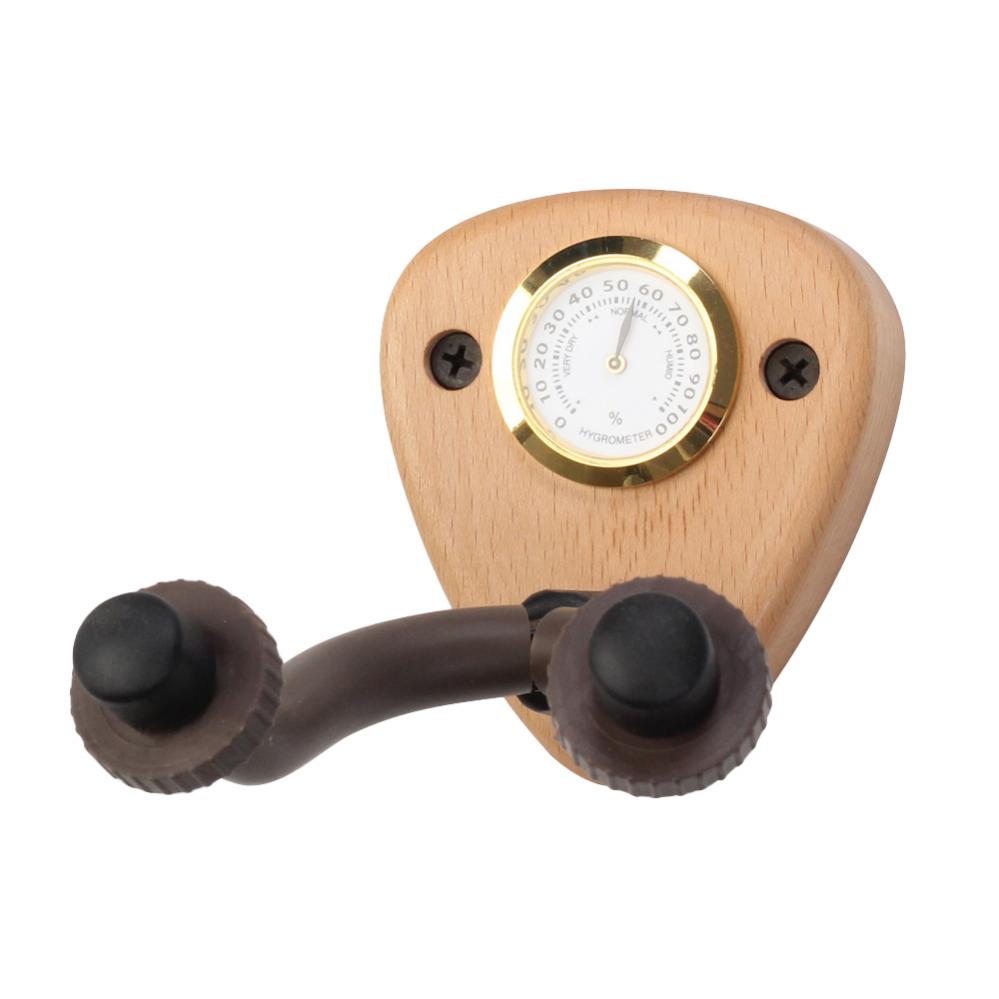 

Beech Wood Guitar Neck Stand Wall Mount Hanger with Hygrometer And Picks Slot for Banjo Bass Acoustic Electric Guitars
