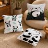 Lovely Panda Cushion Cover Anti-dustmite Pillowcase Invisible Zipper Silky Short Plush Sofa Cushion Cover