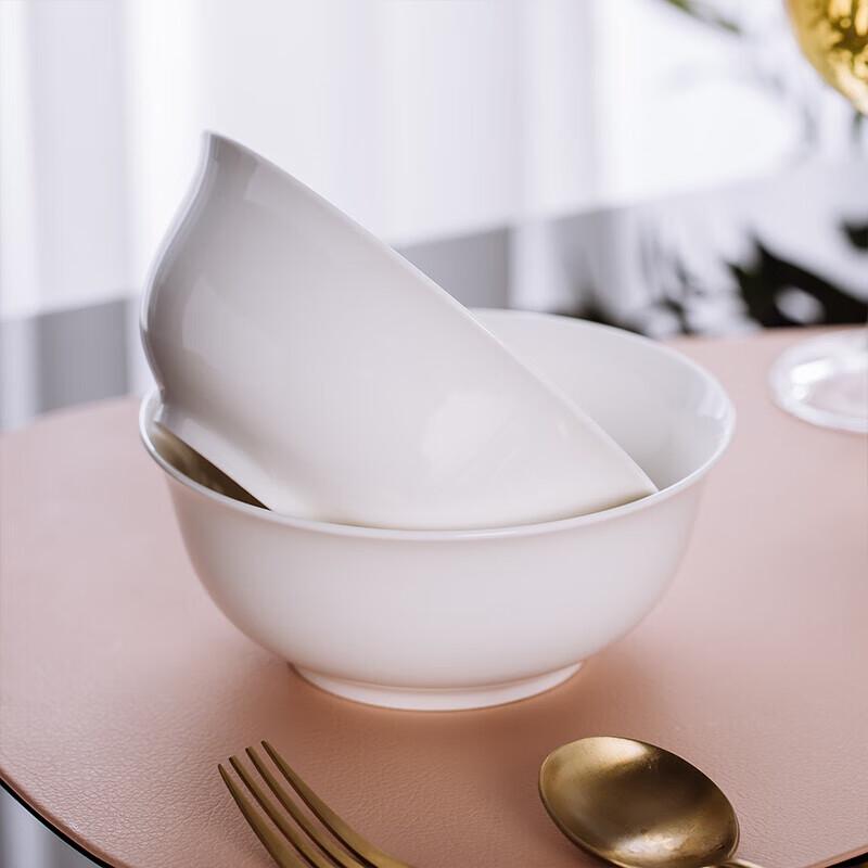 

TaoXiangHui Jingdezhen 6-Inch Pure White Ceramic Noodle & Soup Bowls (Set of 2) 6-inch