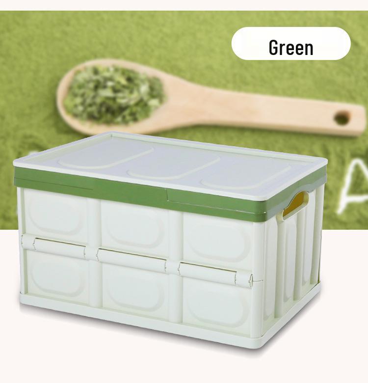 Portable Dual-Use Car and Home Folding Storage Box with Wooden Lid