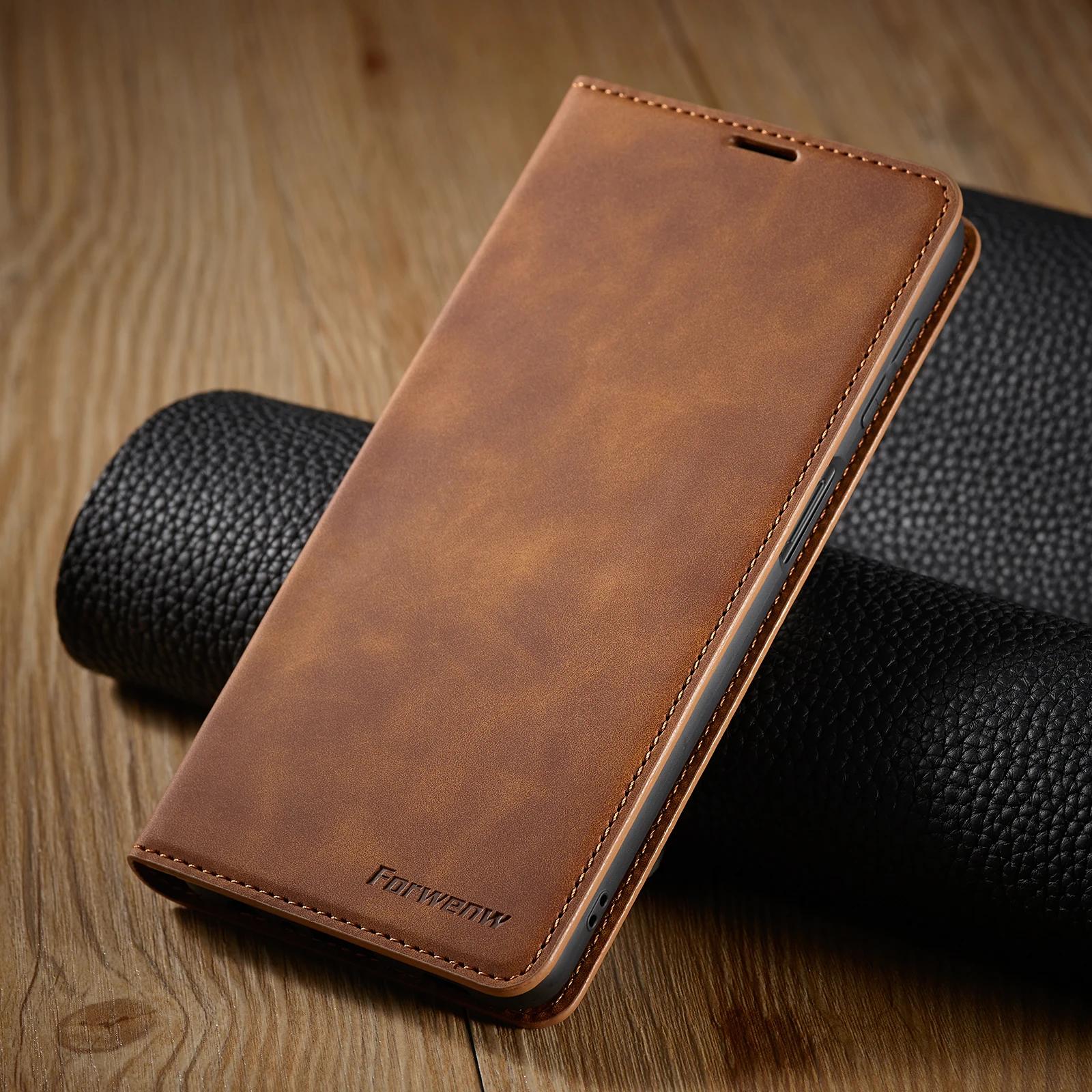 

Leather Flip Phone Case For Xiaomi Redmi Note 13 12 11 Pro Plus 11S 10S 9S 13C 9 9C Mi Poco X3 X5 M6 Pro Card Wallet Cover RedMi Note11 Pro(5G) коричневий