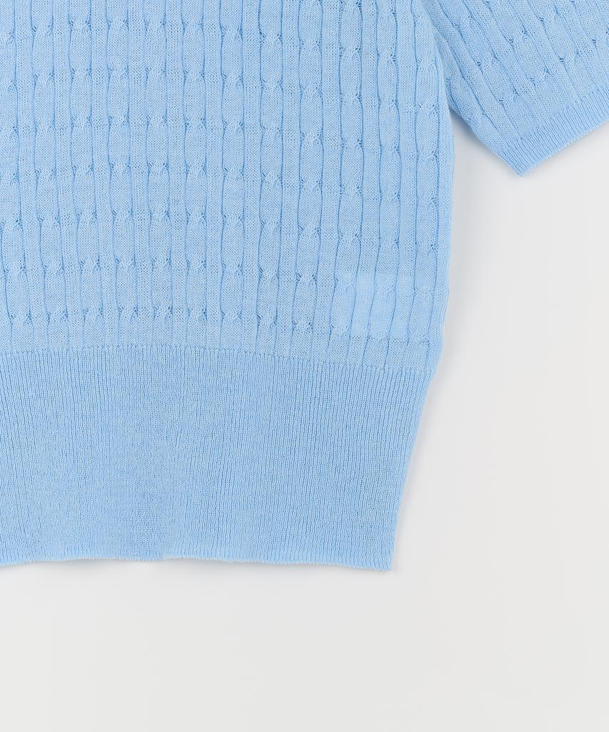 JBYRARA Linen Cable Short Sleeve Knit_Sky Blue