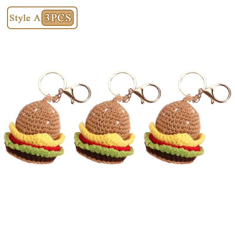 1-10KS Kreatívna pletená kľúčenka Kreslená DIY Hamburger Zmrzlina Prívesok Kľúčenka Prívesky Ručne vyrobený Prívesok pre Dievča Roztomilý Darček
