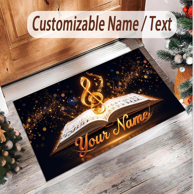 Tappeto in Velluto Morbido di Cristallo Tema Generale Musica Stampa Personalizzata Nome & Testo Tappeto Antiscivolo per Camera da Letto Soggiorno