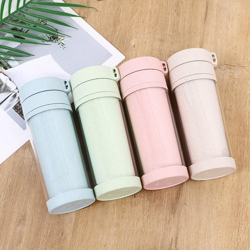 Wheat Straw Creative Gift Water Cup Double Layer Plastic Cartoon Cup