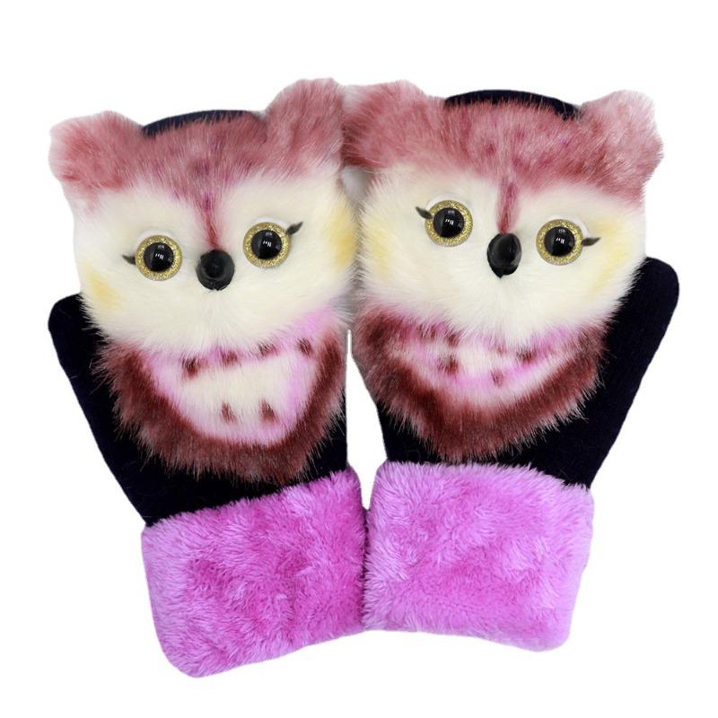 Meier Kids' Winter Plush Gloves - Warm Cartoon Animal Mittens