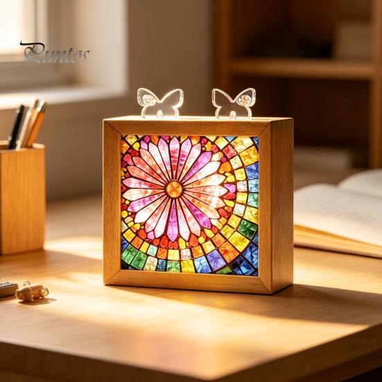Functional Glowing Home Decor Acrylic Puzzle LED Night Light, 2-In-1 USB Royal Iris Bloom Jigsaw Lamp, DIY Floral Kit Creative Desktop Ambient