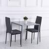 Moderner quadratischer Esstisch für 2-4 Personen, mit Glasplatte & Metallbeinen für Esszimmer, Wohnzimmer, Grau