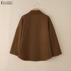 ZANZEA Women Casual Turn Down Collar Long Sleeve Spring Woolen Jackets