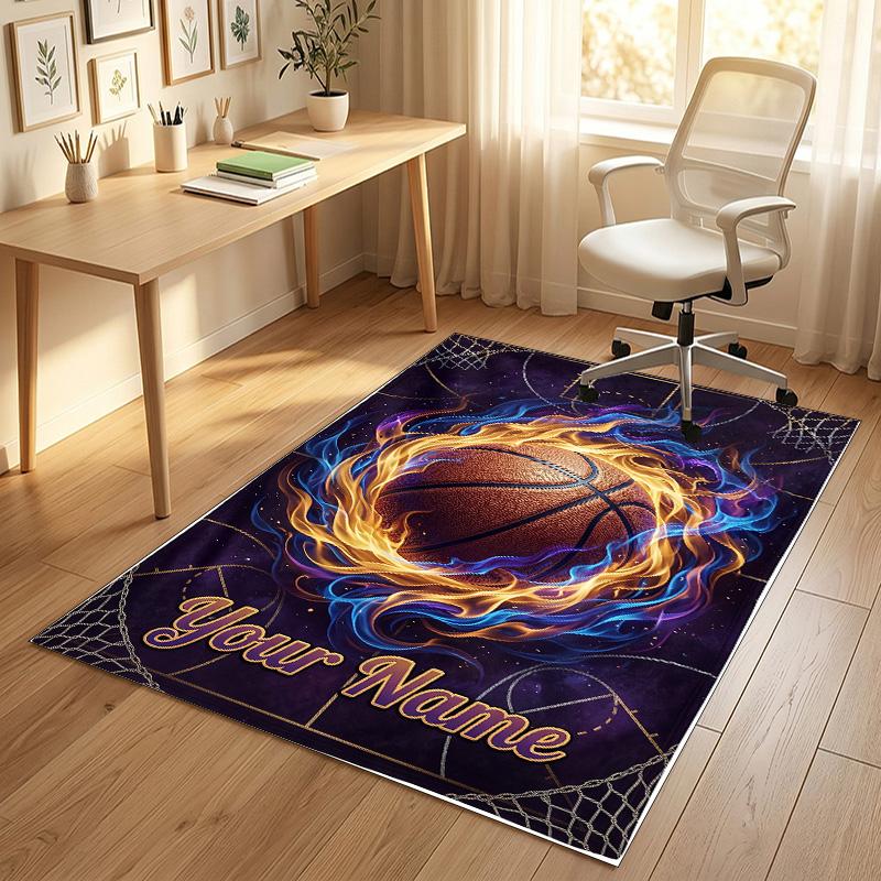 Fantasy Magic Theme Crystal Velvet Rug Personalized Custom Name Text Soft Floor Mat Home Decor