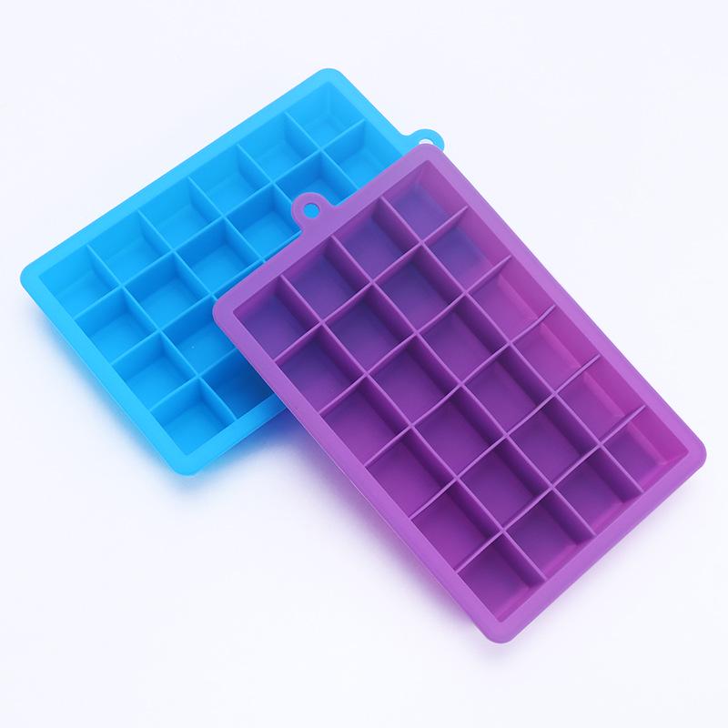 Silicone Ice Cube Tray with Lid, 24 Square Holes for Baby Food, Fruit Puree, Cheese, or Jelly Mold.
