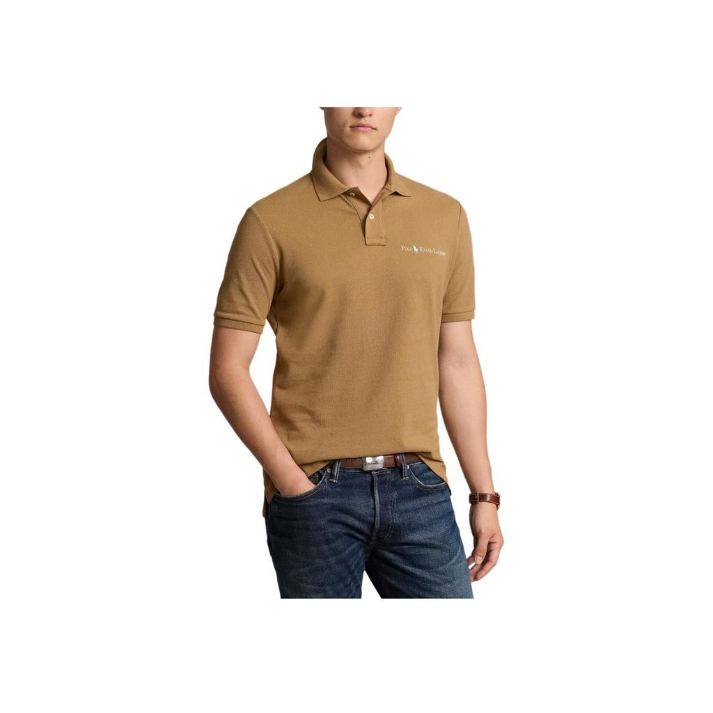 Polo Ralph Lauren Solid Color Logo Embroidered Casual Short Sleeve Polo Shirt Men Tops Brown Yellow MNPOKNI1N822948-270
