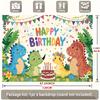 Vibrant Cartoon Dinosaur Birthday Backdrop Kids Dino Party Scene Photography Background Cloth