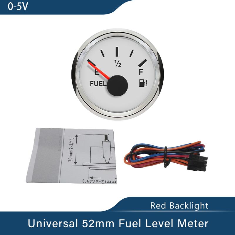 Signal 0-5V Boat Fuel Level Gauge Waterproof Car Fuel Gauge with Red Backlight Working Volt 9~32V Fit Car Motorcycle Yacht