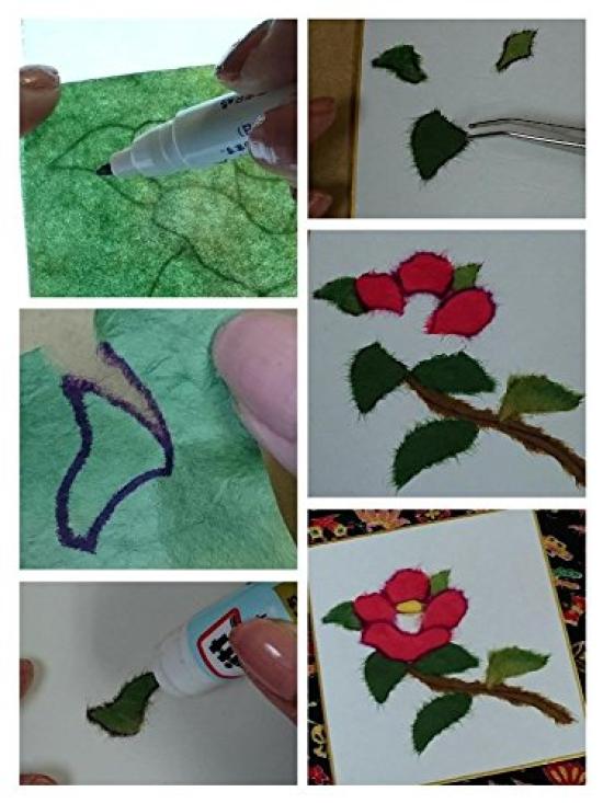 Craft Kit Mino Washi Paper Wall Hanging "Camellia"