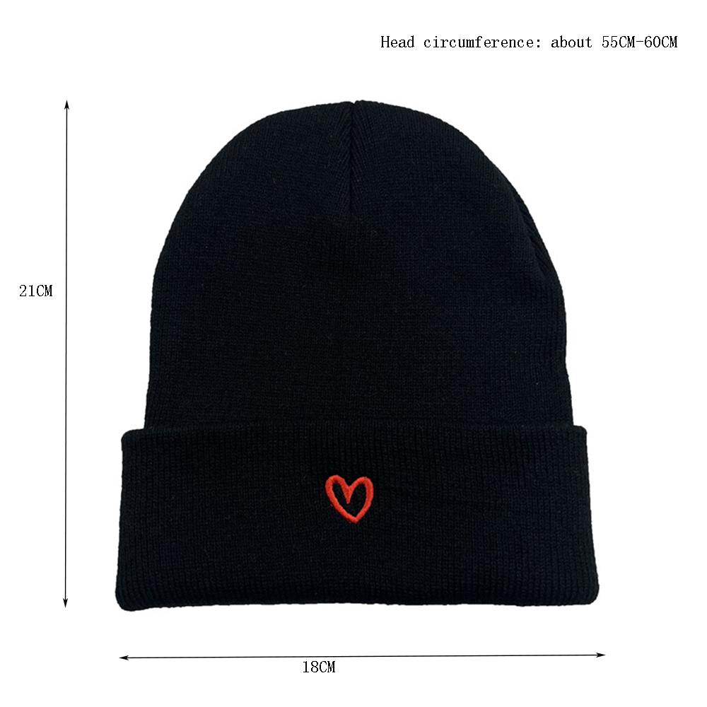 1pcs Men's Women's New Designer Little Heart Love Embroidered Knitted Hat Unisex Warm Caps Black White